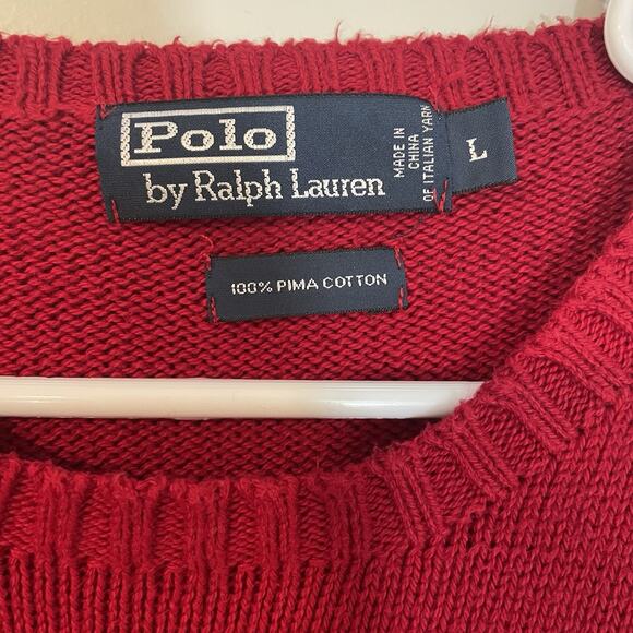 Polo Ralph Lauren Sweater Mens Large Crewneck Pima Cotton Red Pony Embroidered - Picture 2 of 8